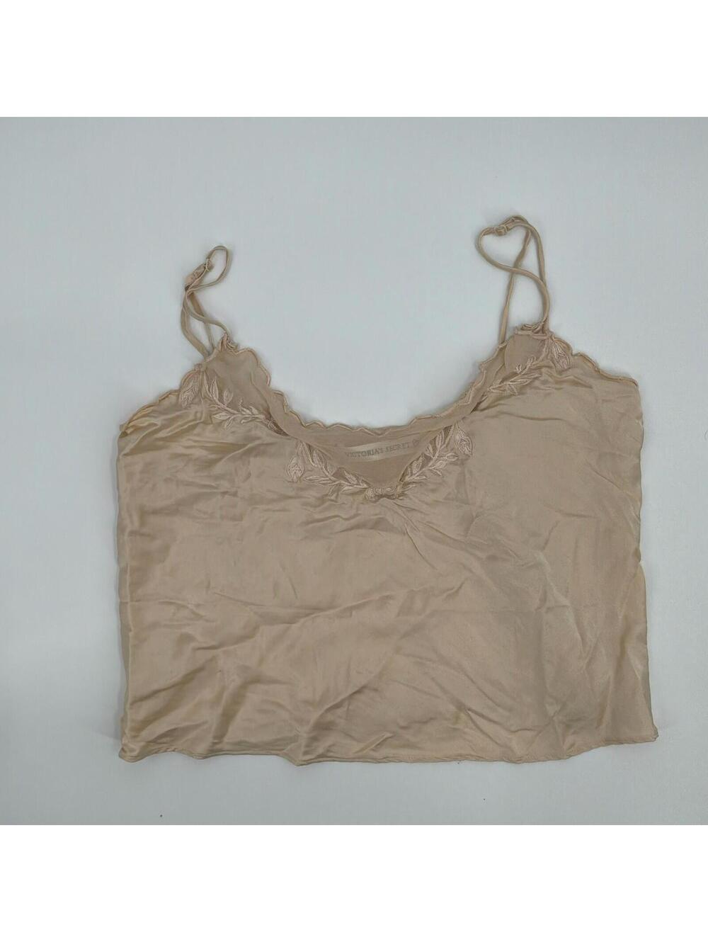 Victorias Secret Vintage 100% Silk Cream Tank Top Lingerie Size S